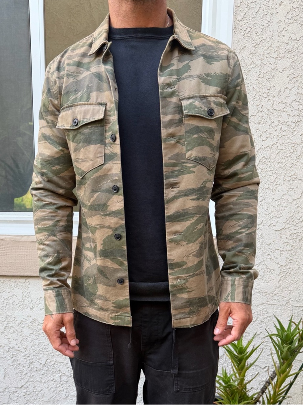 AllSaints Green/Tan Camo Military Shirt Jacket